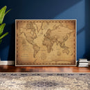 Personalized Push Pin World Map, Vintage Travel Map Canvas, Custom Names Anniversary Gift, Places Visited Pin Board, Couples Adventure Art