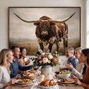 Texas Longhorn Wall Art Canvas Print – Brown Horned Bull