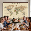 Personalized Detailed Push Pin World Map Canvas Print Custom
