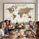 Personalized Push Pin World Map Canvas Print Custom Family