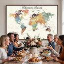 Detailed Custom World Map Print – Framed Custom Push Pin