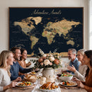 Custom Push Pin World Map Wall Canvas Print – Personalized