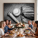 Vintage Baseball Glove and Bat Sports Wall Art Canvas,