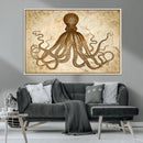 Sepia Octopus Wall Art Abstract Animal Canvas Print