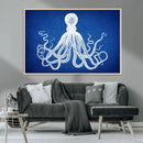Large 3-Panel Blue Octopus Canvas Wall Art | Coastal Marine by MyGreatCanvas | Canvas Wall Art Prints | Photo Prints & Wall Decor