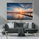 Wooden Pier on Seascape and Sunset Wall Art Canvas Print by MyGreatCanvas | Canvas Wall Art Prints | Photo Prints & Wall Decor