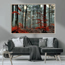 Autumn Forest Wall Art – Enchanting Red Leaves Canvas Print,