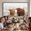 Longhorn Cattle Wall Art Canvas Print, Framed Farmhouse