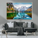 Spectacular autumn view of Braies Lake Wall Art Canvas Print by MyGreatCanvas | Canvas Wall Art Prints | Photo Prints & Wall Decor