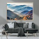 Misty Mountain Sunrise Triptych Canvas Print – Autumn