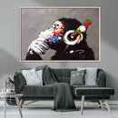 Dj Monkey Listening to Music Wall Art Print | Banksy Monkey by MyGreatCanvas | Canvas Wall Art Prints | Photo Prints & Wall Decor