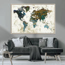 Vintage World Map Wall Art Canvas Print, Framed Rustic Earth by MyGreatCanvas | Canvas Wall Art Prints | Photo Prints & Wall Decor
