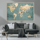 Classic World Map Canvas Print – Framed Vintage Map Wall by MyGreatCanvas | Canvas Wall Art Prints | Photo Prints & Wall Decor
