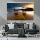 Serene Lake Pier at Sunset Canvas Print | Landscape Canvas