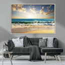 Golden Sunset Beach Triptych Canvas Wall Art for Living Room