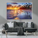 Serene Beach Sunset Wall Art Canvas- Coastal Seascape Print