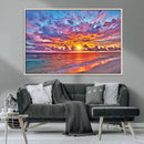 Vibrant Sunset Beach Wall Art - Ocean Sunset Canvas Print |