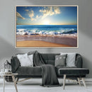 Serene Ocean Sunset Canvas Wall Art - Beach Waves at Sunset,