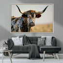 Texas Bull Longhorn Wall Art Canvas Print for Farm House
