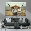 Texas Cow Longhorn Wall Art Canvas Print for Farm House Wall