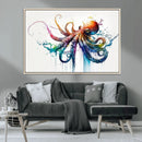 Watercolor Vibrant Octopus Wall Art Canvas Print | Abstract