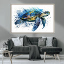 Turtle Wall Art Canvas Print, Framed Watercolor Turtle Art