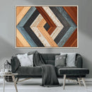 Geometric Wood Art Wall Decor Canvas Print, Rustic Wooden