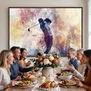Abstract Watercolor Golf Player Wall Art Canvas Print