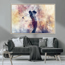 Abstract Watercolor Golf Player Wall Art Canvas Print