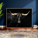 Black Bull Wall Art – Majestic Longhorn Canvas Print with