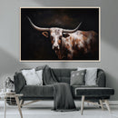 Texas Longhorn Wall Art Canvas Print | Western Ranch Decor |
