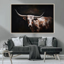 Texas Longhorn Wall Art Canvas Print | Western Ranch Decor |