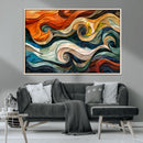 Abstract Wave Wall Art | Ready to Hang Framed Canvas Print |