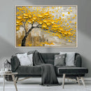 Yellow Blossom Tree Canvas Wall Art - Floral Abstract Modern
