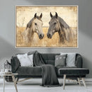 Chines Ink Style Grunge Horses Wall Art Canvas Print