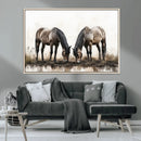 Chines Ink Style Horses Wall Art Canvas Print