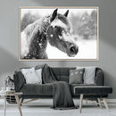 Black Horse Winter Wall Art | Ready to Hang and Framed |