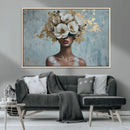 Golden Petal Wall Art - Petal Silhouette Woman Wall Art by MyGreatCanvas | Canvas Wall Art Prints | Photo Prints & Wall Decor
