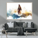 Watercolor Jesus Walking Wall Art Print, Jesus Water Canvas