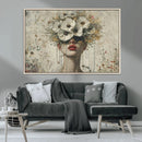 Abstract Floral Women Patel Wall Art Canvas Print