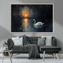 Abstract Swan on Water Wall Art Canvas Print - Elegant