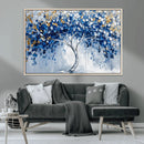 Blue and Gold Abstract Tree Wall Art Canvas Print | Modern