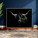 Texas Black Longhorn Bull Wall Art Canvas Print - Western by MyGreatCanvas | Canvas Wall Art Prints | Photo Prints & Wall Decor