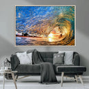Ocean Wave at Sunset Canvas Wall Art – Vibrant Coastal Beach