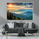 Sunrise Over Mountain Range Wall Art Canvas Print, Farmhouse