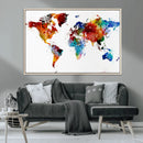 Colorful World Map Canvas Wall Art Print, Contemporary
