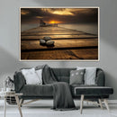 Stones on Wooden Pier at Sunset Canvas Print, Serene Coastal by MyGreatCanvas | Canvas Wall Art Prints | Photo Prints & Wall Decor