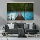 Suspension Bridge Over River Canvas Art | 3-Panel Nature by MyGreatCanvas | Canvas Wall Art Prints | Photo Prints & Wall Decor