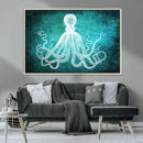 Green Octopus Abstract Wall Art Canvas Print