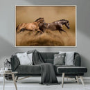 Large Wall Art Canvas Print – Two Running Brown Horses